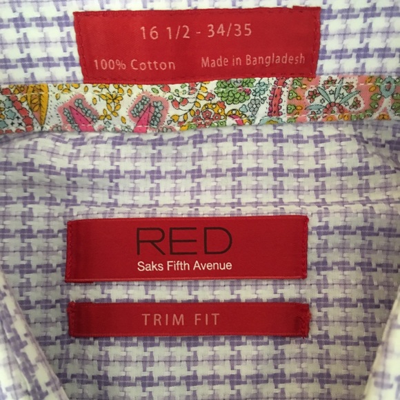 SAKS FIFTH AVENUE RED TRIM fit 16.5 34-35 - Picture 2 of 4